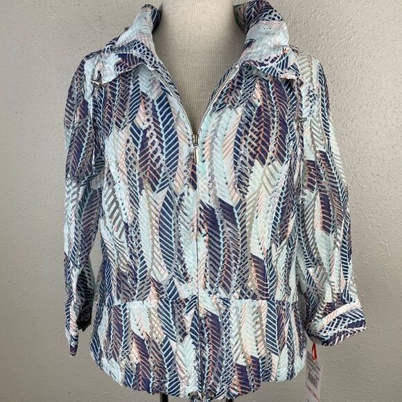 NWT Hearts of Palm Full Zip Long Sleeve Top Size M - Picture 1 of 10
